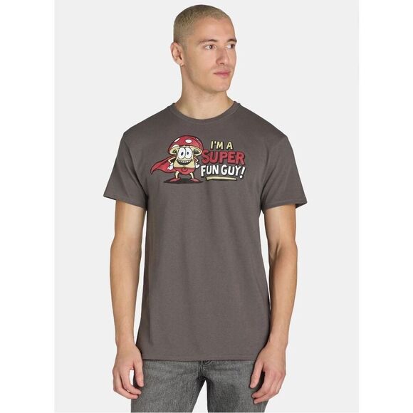 Funny Mushroom T-shirt Graphic Tee Men’s 3XL Short Sleeve I'm a Super Fun Guy! - Picture 1 of 8